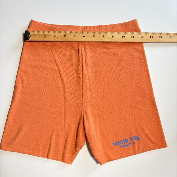 White Fox Boutique 'Project 5' Orange Ribbed High Waisted Bike Shorts Size Small - Picture 7 of 8